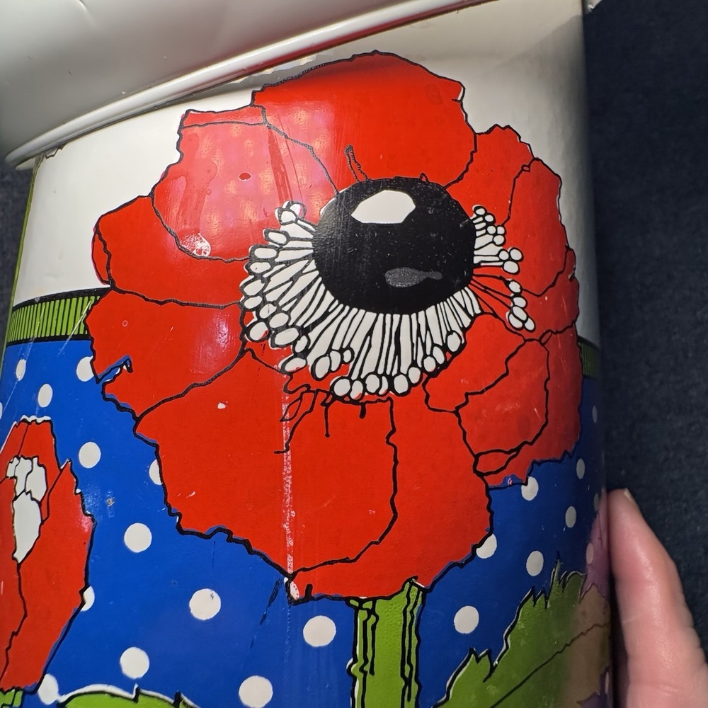 VTG Georges Briard MCM Anemone Ice Bucket Set Scaroni Italy Tongs Polka Poppy - Picture 11 of 16